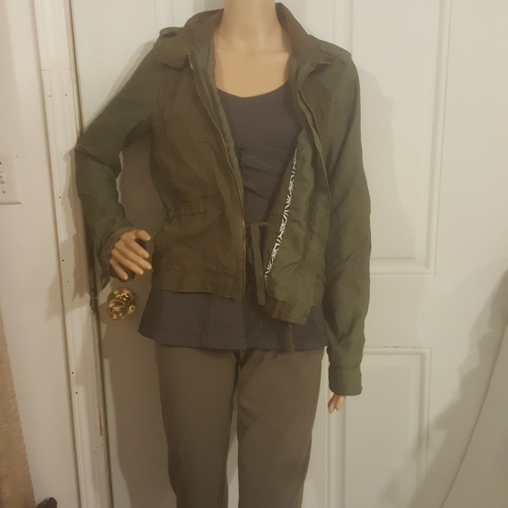 Lucky brand zippy utility coat w/ drawstring waist